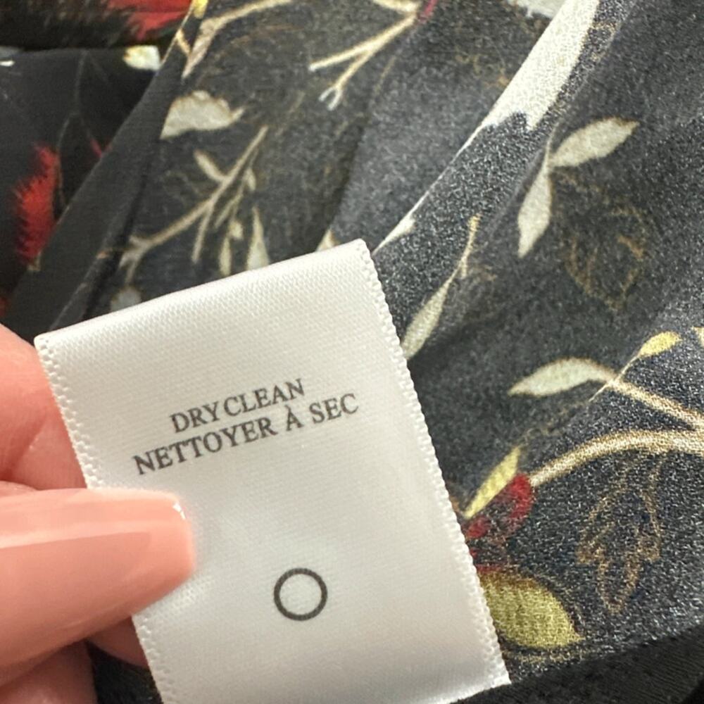 ALC Dress 2 Black Floral Silk Reid Fit Flare Dark Romantic Coquette - Picture 5 of 8